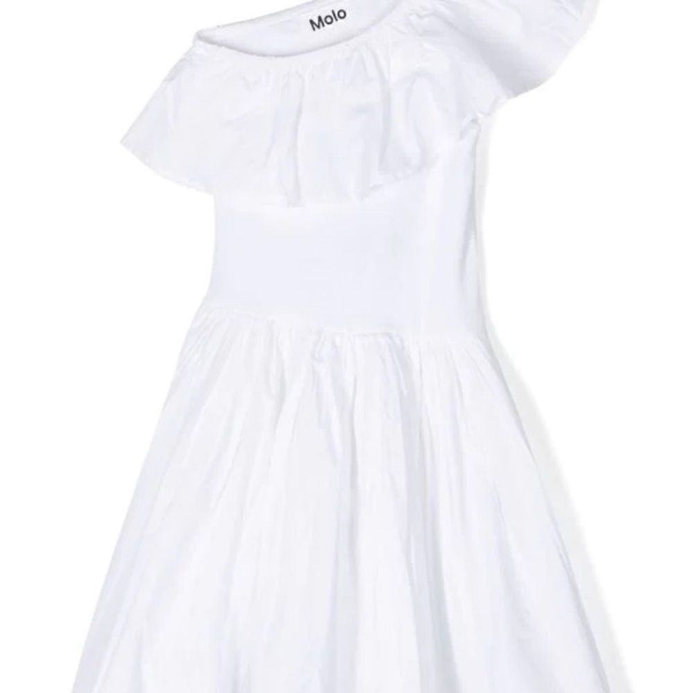 Molo NWT Choley Girls White One Shoulder Ruffled Dress. Organic Cotton. Size 14. - Picture 6 of 11